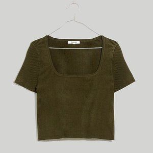 Madewell Square Neck Crop Knit Sweater Top